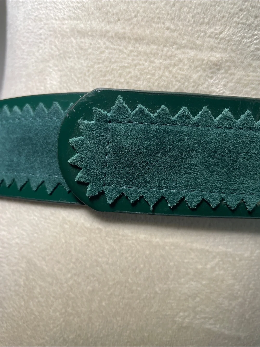 Western Chic Dark Green Suede Belt Gold Square Buckle Medium/Large